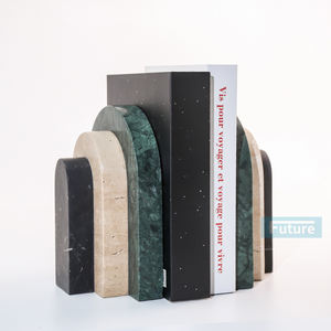 Serre-livres en marbre travertin naturel multicolore de style Art déco, écologiques, durables et décoratifs - Product Image 4