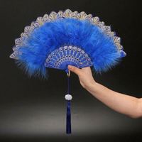 Éventail pliant en plumes I-0496, style féerique, gothique sombre, pour danse de cour, avec pendentif, cadeau, décoration de mariage et de fête