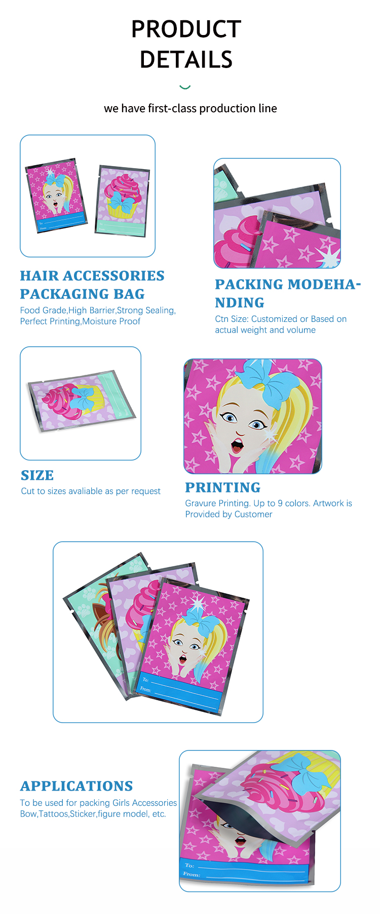 Slider Pouch Bags, Flat bottom, Square bottom, round bottom, zip top, slider top, toy packaging