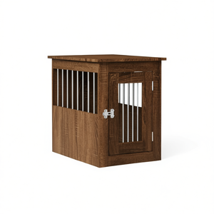 Casa para Perros de Madera de Roble Marrón Medio, Duradera, para Interiores, Estilo Clásico, Forma Rectangular - Product Image 1