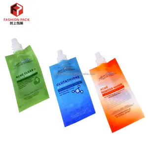 Small travel hand liquid packaging bag for shampoo custom printed plastic refill spout pouch