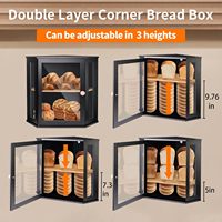 Vitrine transparente à deux niveaux de grande capacité Vitrine d'angle noir et clair Pain/Cookie Toast Holding Storage Box for Food
