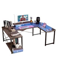 Bureau d'ordinateur multifonctionnel en forme de U et réversible en forme de L avec poignée Table de jeu décontractée
