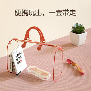 Juego de tenedor y cuchara giratoria para bebé, Material PP, diseño cónico sin Bpa, suministros de alimentación para 0-12 meses con caja de almacenamiento - Product Image 2