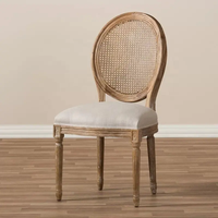 Chaise de salle à manger Louis XVI en chêne massif, style provincial français, dossier ovale en rotin, empilable, pour salon, événements, hôtels