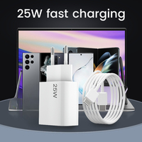 Chargeur mural PD EU 25W d'origine + câble Type-C 1M 1.5M 2M, kit adaptateur de charge rapide PD3.0 pour smartphone Samsung, appareils Android