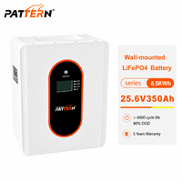 Batterie lithium murale PATTERN 25,6 V 350 Ah 8,96 kWh LiFePO4 pour stockage d'énergie solaire hors réseau pour la maison