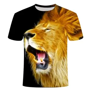 Artı adam aslan kaplan 3d baskı t shirt polyester kısa kollu 3D erkekler t shirt