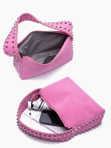 Thiết kế thích hợp đinh tán bện dây đeo vai rộng Matte lông cừu nách đầu máy túi sáng Hobo Tote Túi - Product Image 3