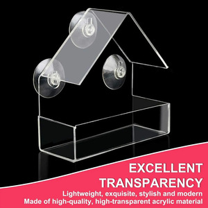 Comedero para Pájaros de Acrílico Transparente para Exteriores, con Soporte de Pared y Recipiente para Mascotas - Product Image 4