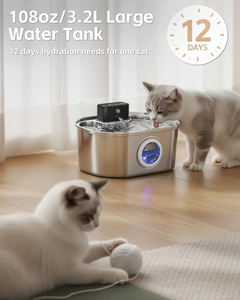 Fontaine à eau sans fil en acier inoxydable pour animaux de compagnie 5L/7L, distributeur d'eau intelligent pour chiens, fournisseur OEM, distributeur d'eau ultra-silencieux pour chats - Product Image 4