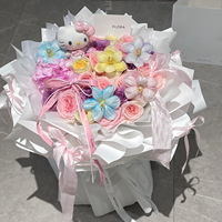 Bouquet de roses éternelles de luxe D392, longue durée (3-5 ans), cadeau de la Saint-Valentin et de la remise des diplômes pour petite amie, fleur de savon premium