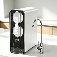 Système de filtration d'eau par osmose inverse sans réservoir 600 GPD avec moniteur TDS en temps réel, auto-nettoyage, durée de vie du filtre, électrique, en plastique, pour usage domestique