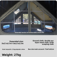 Tente de glamping gonflable à colonnes d'air 12 m² 2 chambres 1 lit double couche 4 saisons imperméable grande luxe pour camping familial en extérieur