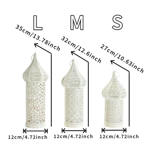 Đèn lồng LED trắng rỗng kiểu Morocco tùy chỉnh cho lễ hội Ramadan, chất liệu kim loại bền, trang trí phòng khách gia đình có đèn chiếu sáng - Product Image 6