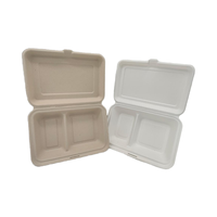 9x6 pouces 850ml 2 compartiments Bagasse Clamshell 100% biodégradable dans les 90 jours étanche à l'huile