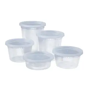 Recipientes descartáveis plásticos da sopa do armazenamento do alimento de 8oz 12oz 16oz 24oz 32oz, recipientes Leakproof Deli com tampas