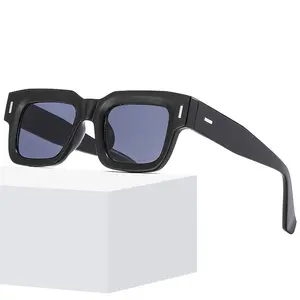 2023 Günstige Vintage Square Black Sonnenbrille Männer Frauen LOGO Custom Sonnenbrille