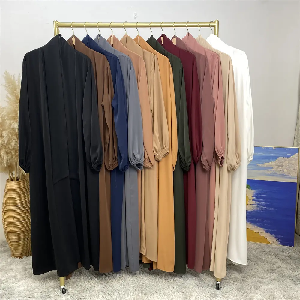 Vente chaude Long Khimar Hijab Prière Musulmane Abaya Jilbab Brun Robe Musulmane Simple Vêtements Islamiques Décontractés