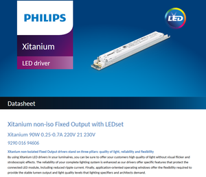 Driver LED PHILIPS Xitanium 90W 0.25-0.7A 220V 21 230V AC-DC, boîtier plastique, courant constant pour éclairage LED - Product Image 2