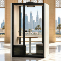 Cabine de réunion acoustique moderne en aluminium pour 2 personnes, petite, mobile et insonorisée, pour les négociations dans les bureaux, les appartements et les hôtels