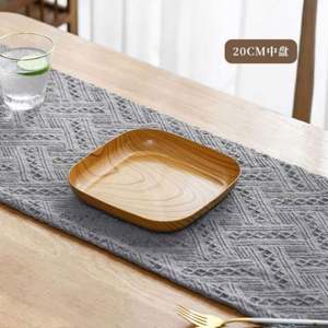 Assiette carrée en plastique PP style chinois, motif grain de bois, pour os et restes, plateau à collation, fruits secs, gâteaux, lavage à la main uniquement, 1 pièce, écologique - Product Image 4