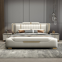 Lit double en cuir italien moderne pour chambre principale, style simple et minimaliste, vente en gros d'usine