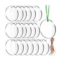 Disque rond transparent en acrylique avec motifs de Noël imprimés UV, perforé au laser, feuille de plastique PMMA
