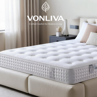 Matelas hybride de luxe Vonliva avec surmatelas en coton infusé au graphite et ressorts ensachés, garantie 10 ans – Idéal pour chambre d'étudiant, épaisseur 23 cm