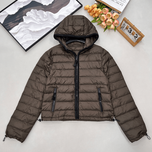 Chaqueta con cremallera y ribete a rayas para mujer, puños acanalados, ropa exterior informal de ajuste holgado - Product Image 1