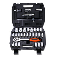 Set Kunci Soket 32 Pcs 1/2 Inch Baja Chrome Vanadium Perlengkapan Perbaikan Mobil Dengan Kotak Keras