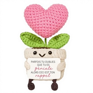 Muñeca <span class=keywords><strong>de</strong></span> Ganchillo Hecha a Mano 100%, Flor <span class=keywords><strong>de</strong></span> Hilo en Maceta con Corazón Rosa, Decoración Eterna, Regalo para San Valentín, Oficina o Escritorio - Product Image 5