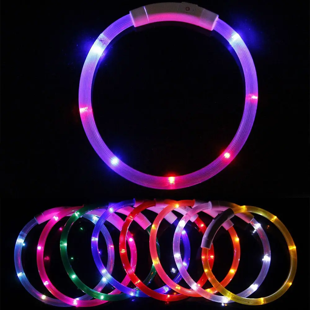 PVC + ABS Glow Luminous Rechargeable USB LED Flashing Pet Dog Collar for Christmas