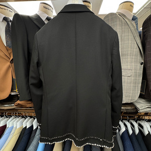 Abiti da <span class=keywords><strong>uomo</strong></span> su misura 3 pezzi di lusso da sposo da sposa Slim Fit slip slip monopetto con perline di cristallo - Product Image 4