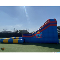 Toboggan aquatique gonflable commercial à double piste avec piscine intégrée, chute humide et sèche, en PVC sur mesure pour la location événementielle et les carnavals