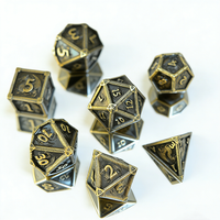 Vente en gros d'usine, dés à jouer en métal lourd de luxe faits à la main, fantaisie bleue, dragon sculpté, polyédrique, pour jeu de rôle