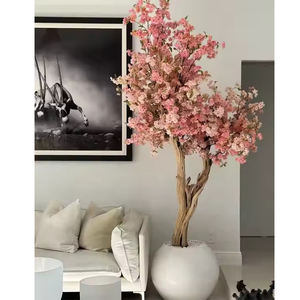 Oh Arts Bonsai Arbre Artificiel de Fleurs de Cerisier sur Mesure Rose Blanc Offre Spéciale pour la Décoration de Mariage à la Maison TikTok <span class=keywords><strong>YouTube</strong></span> Instagram - Product Image 1