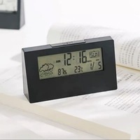 Jam Meja Meteorologi untuk Rumah Tangga, Pelajar, dengan Lampu, Transparan, Penunjuk Kelembapan, Suhu, dan Alarm