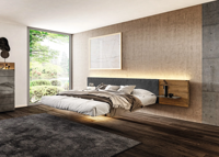 Lit suspendu moderne simple en bois massif Petit appartement Tatami Cadre de lit double suspendu minimaliste avec tête de lit en chêne ancien