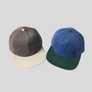 Plain Corduroy <b>Flat</b> Brim 5 Panel Snapback Cap Baseball <b>Hat</b> Pinwale Corduroy Texture <b>Hat</b> Two Tone Snapback Cap with Custom logo - Product Image 6