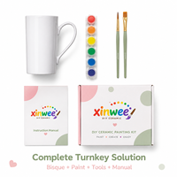 Kit de peinture pour tasses en céramique personnalisées, vente en gros, tasses à café DIY, sans danger pour les aliments, étanches, compatibles lave-vaisselle, intérieur coloré, poignée personnalisable