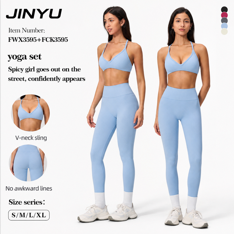 Jinyu Hot Sale High Quality Sports Bra Leggings Suit Long Sleeve Workout Wear Gym Sportswear Women Fitness Clothes Yoga Set