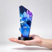 Trophée en cristal personnalisé avec impression couleur, logo gravé, trophée en cristal pour cérémonie d'entreprise, prix de compétition, souvenir, cadeau