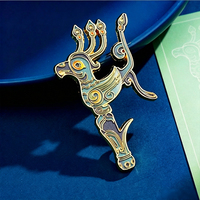 Aimant de réfrigérateur en métal Sanxingdui, motif masque ajouré doré, souvenir de patrimoine, article de collection, cadeau, vente en gros, emballage en vrac