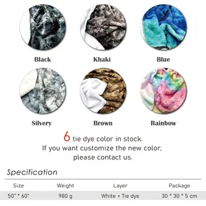 Tessuto in visone morbido Super morbido con stampa ponderata personalizzata in pile nuovo stile Minky tie dye getta coperta da letto per bambino