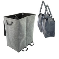 Grande Armoire Pliable pour Salle de Bain avec 2 Séparateurs et Double Panier de Rangement en Polyester pour Vêtements