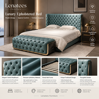 Lit double capitonné de luxe moderne de style italien avec rangement, disponible en tailles King et Queen, par un fabricant spécialisé.