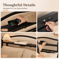 Cadre de lit en acier robuste, taille Queen, avec plateforme de charge USB, rangement sous le lit, capacité de 3500 lb, cadre de lit en métal