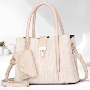 Luxury PU Handbag Purse Set 2 Pcs Durable Leather Tote Lady's Sling Crossbody Bags - Product Image 3