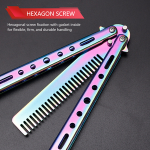Pettine in acciaio inossidabile pettine a farfalla pettine pieghevole a colori all'ingrosso barbiere strumento professionale per tagliare i capelli - Product Image 5